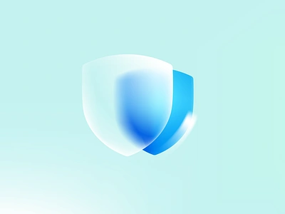 Blue shield design glassmorphism icon illustration logo mark protect shield ui vector