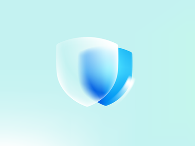 Blue shield design glassmorphism icon illustration logo mark protect shield ui vector