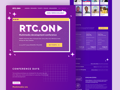 RTC.ON Landing Page conference event gradients homepage landing page nostalgic retro ui vibrant web website