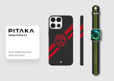 PITAKA iPhone case and watch *Skull app branding carbon design flat illustration logo pattern skull waves web