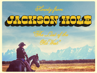 Jackson Hole Western Postcard cowboy horse jackson mountains postcard retro script tetons typography vintage western wyoming