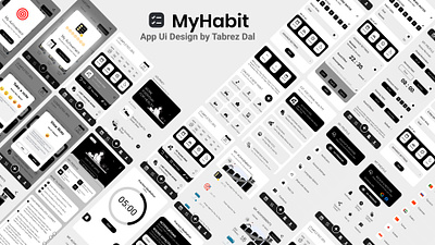MyHabit App Ui Design activity activity tracker app design black and white elegant ui habit app habit tracker app simple ui user interface