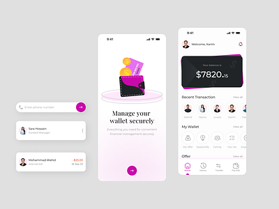 E-Wallet App app design banking app clean app design e wallet app financial app financial app design home page des home page design modern app design online banking app trending app design