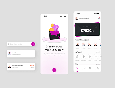 E-Wallet App app design banking app clean app design e wallet app financial app financial app design home page des home page design modern app design online banking app trending app design