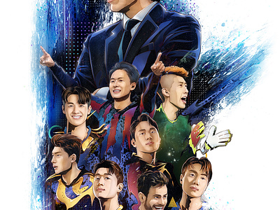 Team K League - 팀K리그 홍명보 감독 및 이승우 조현우 백승호 세징야 스포츠 아티스트 축구 그림작품 illustration kaze park kazepark 나상호 박승우작가 백승호 설영우 세징야 스포츠 아티스트 스포츠아트 스포츠아티스트 이승우 이창근 조현우 주민규 축구그림작가 카제박 한국축구그림 한국축구아티스트 홍명보 감독