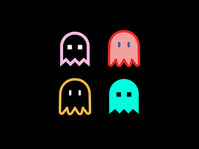 [For Review] Boo! - New Ghost Icons 90s branding design flat ghost icons illustration illustrator logo minimal pacman retro ui vector video games