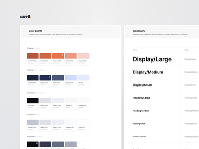 Carril: Design system button color palette component library dashboard design design system product design typography ui ui design ux
