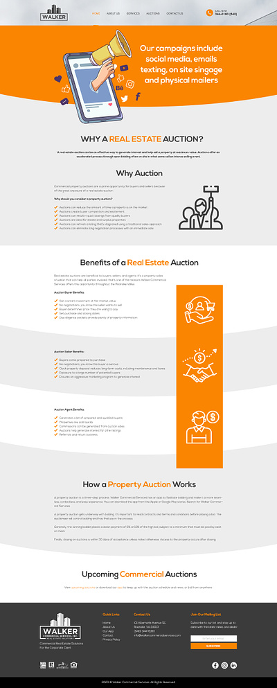 Why a real estate auction - page design branding graphic design ui