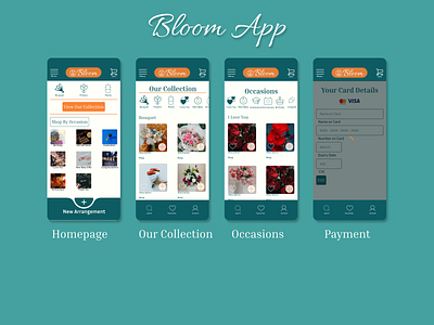 Case Study : Bloom App animation design case study figma floral app florist iconography logo design prototyping typography ui design ux design ux research visual design wireframes