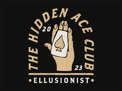 Hidden Ace Club ace ace of spades branding club graphic design hand hand drawn hidden illustration logo magic playing cards retro typography