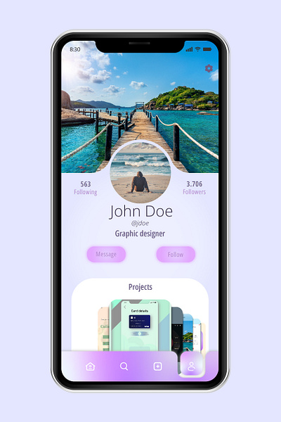 User profile page app design dailyui graphic design mobile ui web design