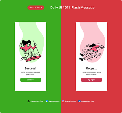 Daily UI 011: Flash Message app dailyui dailyuichallenge design designer illustration interface productdesign typography ui ui design ux uxui website design