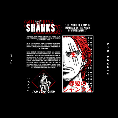 One Piece - Shanks T-Shirt design anime brutalist design manga one piece poster shanks tshirt