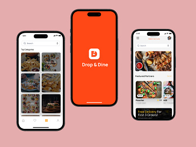 "Drop & Dine: A Seamless Food Delivery 3d animation branding logo motion graphics ui