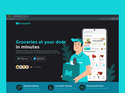 Grocery delivery Landing Page Design animation designer figma design food delivery landing page grocery delivery landing page grocery delivery website grocery landing page grocery store grocery store landing page grocery website landing landing page landing page design online grocery store sandwich website trendy ui uiux website designer