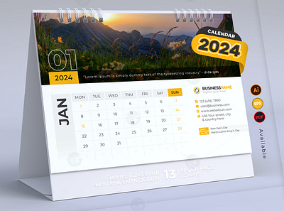 Desk Calendar 2024 Template new year calendar