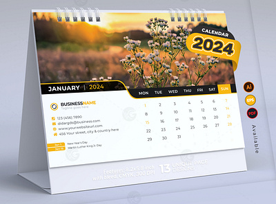 Desk Calendar 2024 Template new year calendar