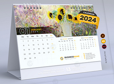 Desk Calendar 2024 Template new year calendar