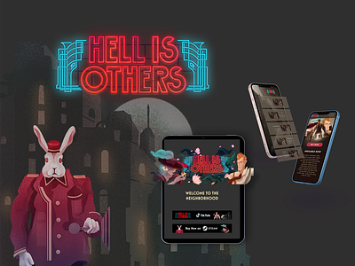 Hell is Others UX/UI web design design figma gaming gaming website graphic design illustration mobile design noir spooky steam strelka games tablet twitch ui uxui uxui design web design web uxui yonder