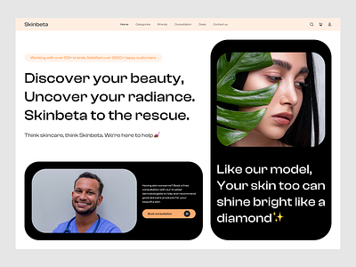 Skinbeta hero section skincare ui website