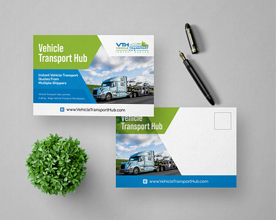 Vehicle transport and logistic company postcard design professional