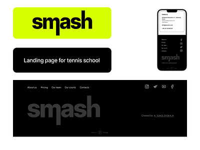 Landing page (footer) tennis school branding graphic design logo ui