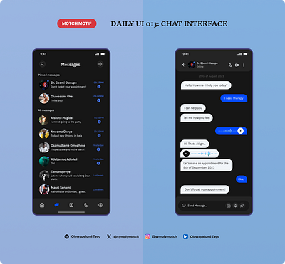 Daily UI 013: Chat Interface app daily ui dailyui dailyuichallenge design designer interface productdesign ui ui design ux uxui