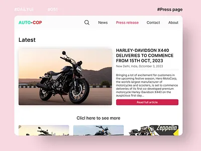 DailyUI Day051 - Press page automobile brandidentity branding dailyuichallenge feedback figma learning typography ui uiuxdesigner visualbranding webdesign website