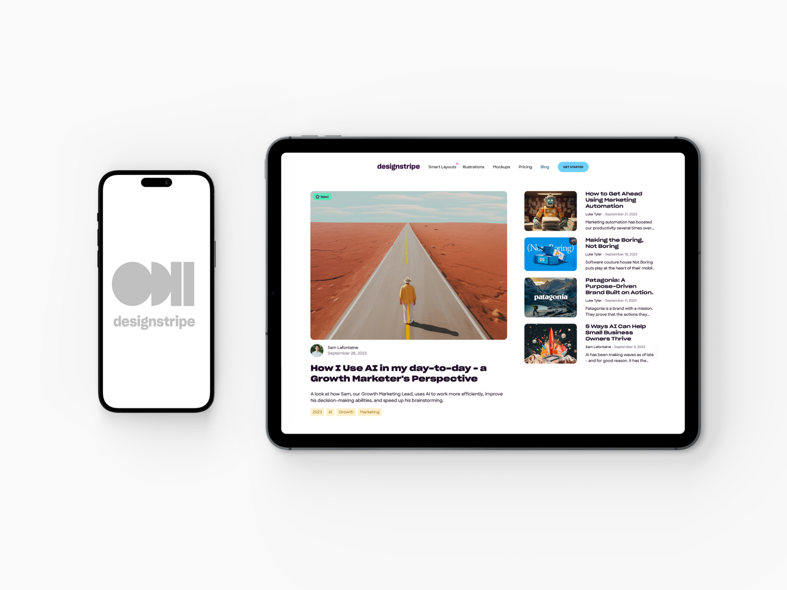 designstripe blog homepage branding editorial logo ui ux