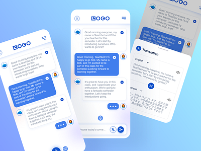 Language Learning Chat App ai chat app design chat app chat bot chat ui mobile app mobile chat app mobile chat ui mobile ui translate ui uiux