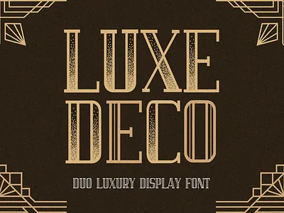 Luxe Deco Font 1920s anniversary art deco celebration contemporary event fizzy gatsby glitter gold graphic design hollywood luxury merches soda sophisticate sparkle typography wedding