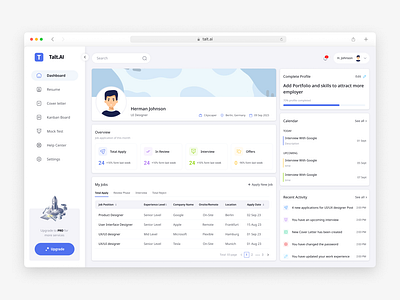 Dashboard _ Job Management tool _Talt.ai app app design branding business clean creative dailyui dashboard design flat minimal recruitment saas ui uiux ux web