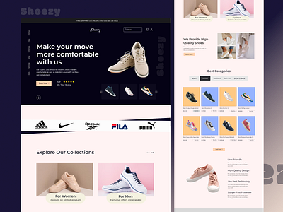 Shoe Store E-commerce Landing Page ecommerce design fashion footwear landing page landing page design product design shoe sneakers ui design web design