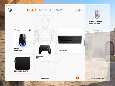 SteelSeries Engine UI add application apps cards device game keyboard macos mouse rpg share ui