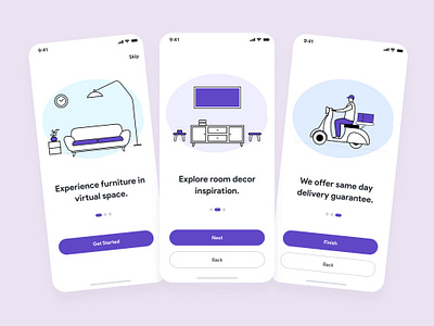 Furniture App Onboarding android app hybridapp illustration introduction ios onboarding vector