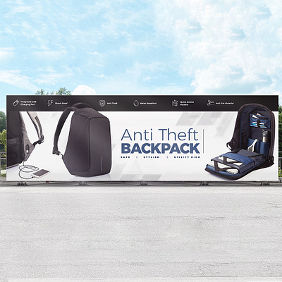 Anti Theft Backpack backpack banner branding design e commerce graphic design illustration the dreamer designs vector