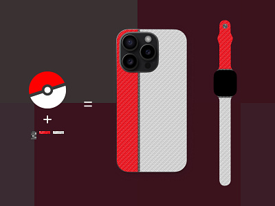 Pitaka Phone + Watch Case Playoff - Pokeball apple watch gray ios iphone 15 phone case pitaka pixel design pokemon red watch case white