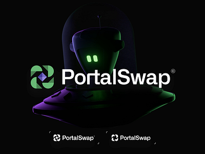 PortalSwap — Crypto Exchange Logo Design 3d 3d animation brand brand design brand identity branding color palette crypto crypto design crypto exchange logo logo design logotype space space design typography