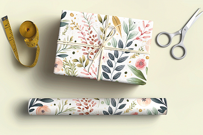 Gift Wrapping Paper Mockup Display fabric roll mockup