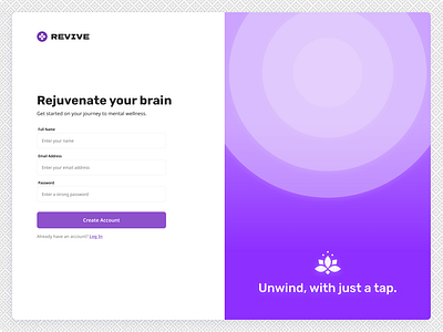 DailyUI 01: Revive - Login Page dailyui design flat lilac minimal purple react sign up simple