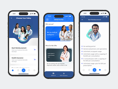Doctor Mobile Application android android app app application blue card consulation design doctor health app laout live image medical mobile mobile app mobile screen screens simple ui ux