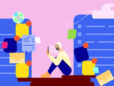 Dodge adhd avoid check day4 dodge doomscrolling flat illustration illustration illustrator inktober inktober2023 inktober4 note notes notifications procrastination task vectober vectober2023