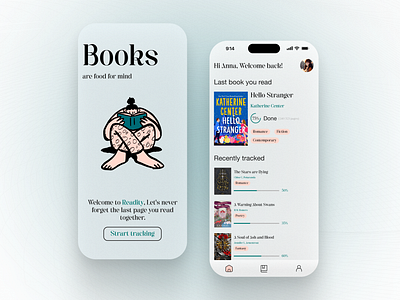 Readity Book Tracker app android books design illustration ios mobile tracker ui