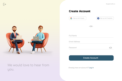 Sign up page 3d create account dailyui design graphic design illustration log in sign up sign up page ui web page