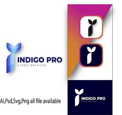 Indigo Pro Credit Services Brand Logo branding identity create logo creation logo design
