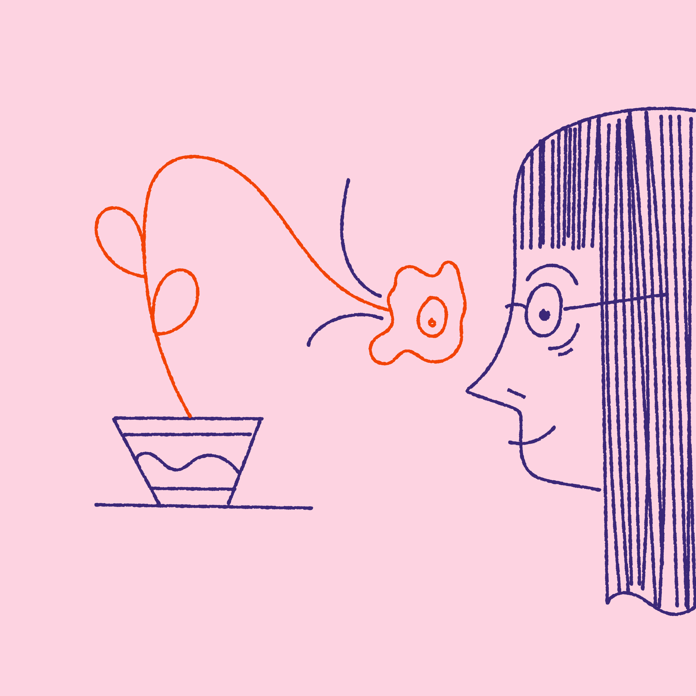 Anastasia art cute face flower girl illustration line linear vector