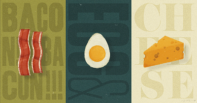 Bacon, Egg, & Cheese bacon cheese egg grit illustration texture