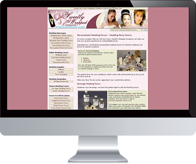 HMTL/CSS Wedding Favors Website web design