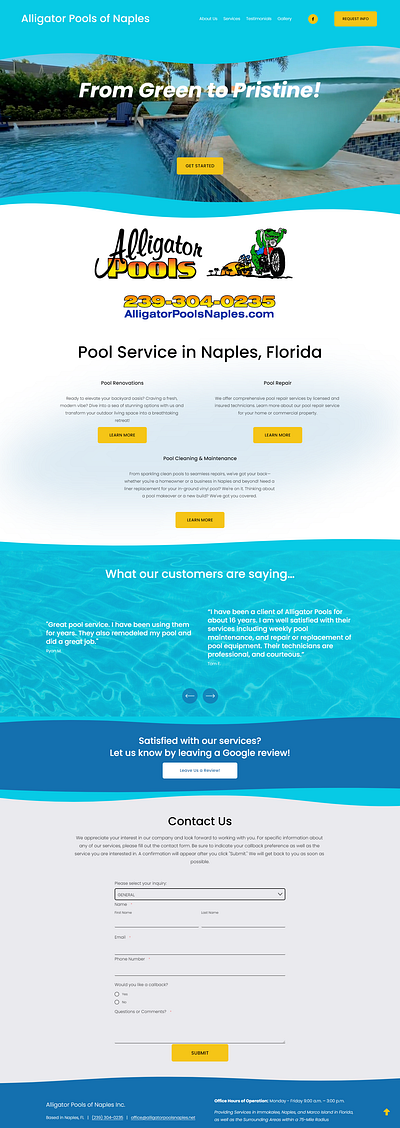 Website Design - Alligator Pools branding