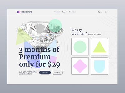 MusicWave Simple Landing Page Animation interaction landing page music music platform music streaming premium account pricing page product design spotify streaming ui web website website animation